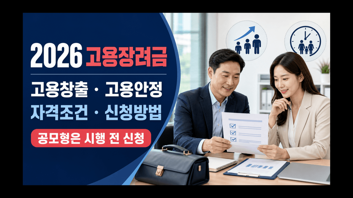 2026년 고용창출장려금과 고용안정장려금 자격조건 신청방법 및 공모형 사전신청 안내