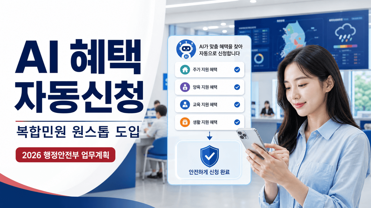 스마트폰에서 AI가 받을 수 있는 행정혜택을 확인하고 자동신청하는 화면