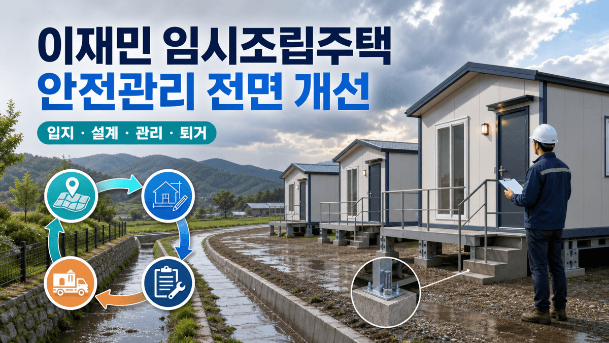 이재민 임시조립주택 입지 설계 관리 퇴거 전 주기 안전 개선 안내 이미지