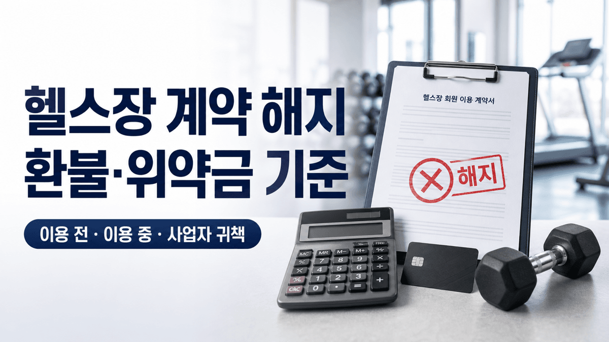 헬스장 계약 해지 시 이용 전과 이용 중 환불 및 위약금 계산 기준 안내 이미지