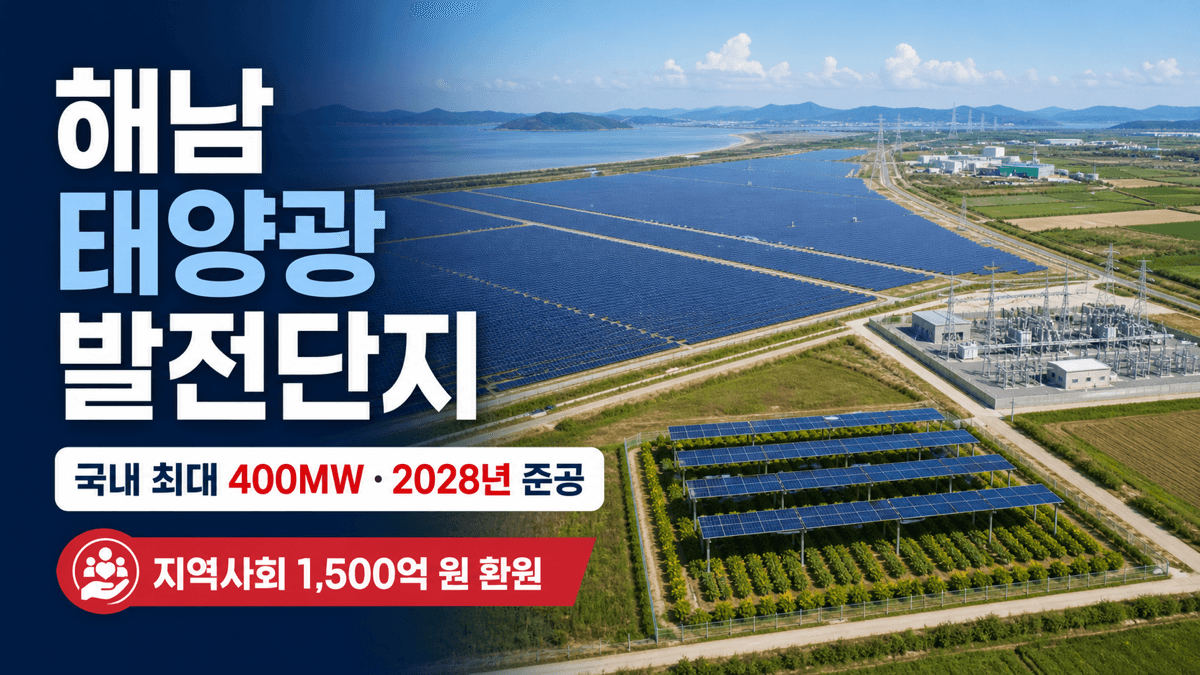 해남 염해간척지에 조성되는 400MW 태양광 발전단지와 영농형 태양광 구역