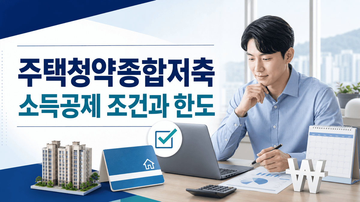 근로자가 주택청약종합저축 납입액의 소득공제 조건과 한도를 계산하는 이미지