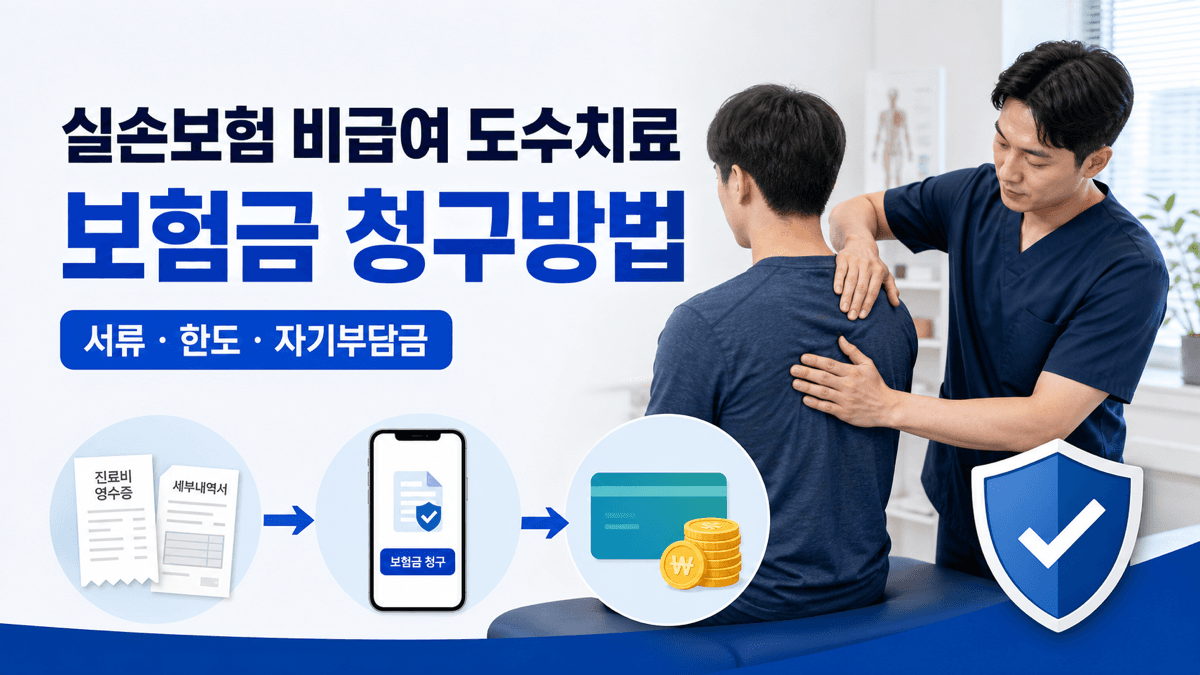 비급여 도수치료를 받은 환자가 실손보험 보험금 청구서류와 방법을 확인하는 모습