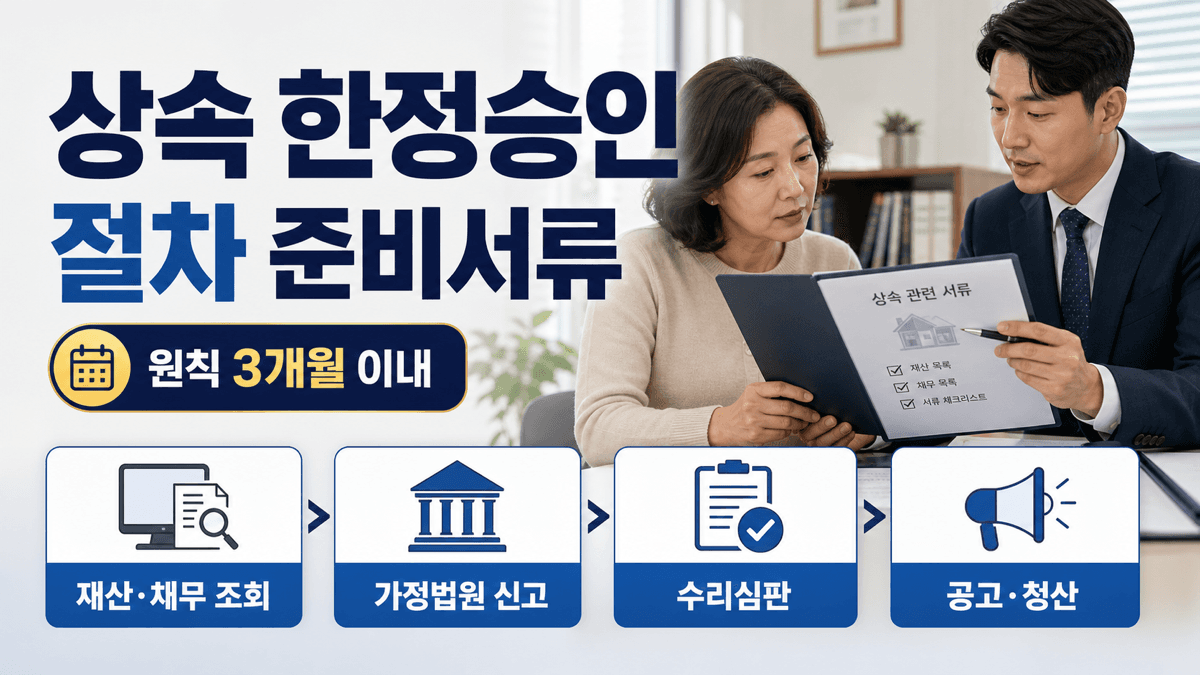상속인이 재산과 채무를 조회하고 가정법원에 한정승인을 신고한 뒤 수리심판과 공고·청산을 진행하는 절차