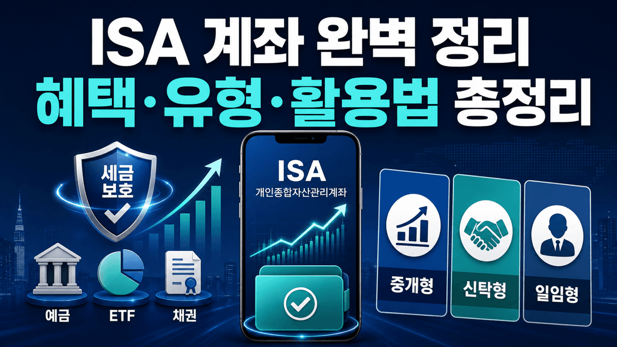 ISA 계좌의 절세 혜택과 중개형 신탁형 일임형 활용법을 표현한 이미지