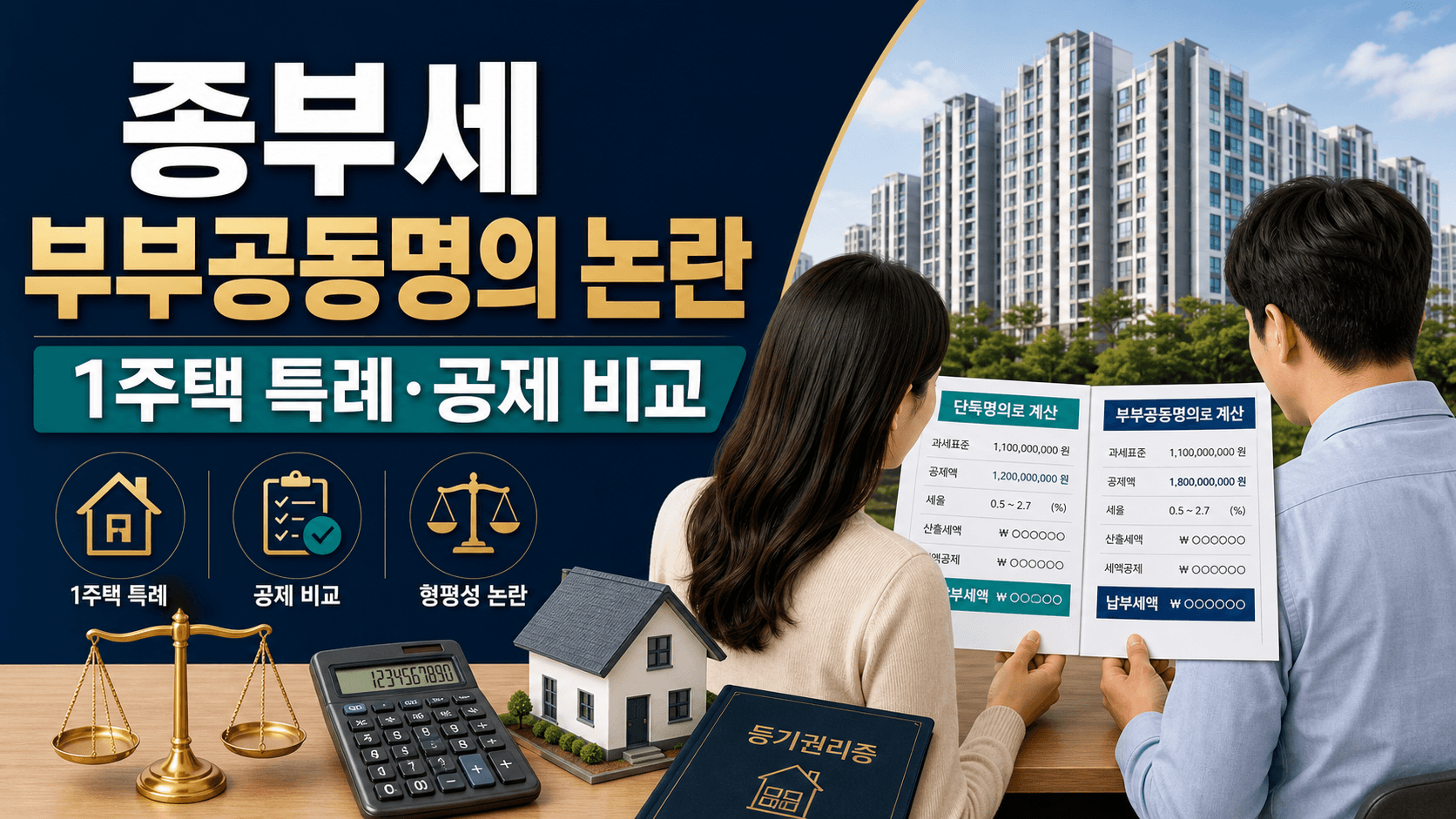 종부세 부부공동명의 1주택 특례와 기본공제 방식을 비교하는 부부