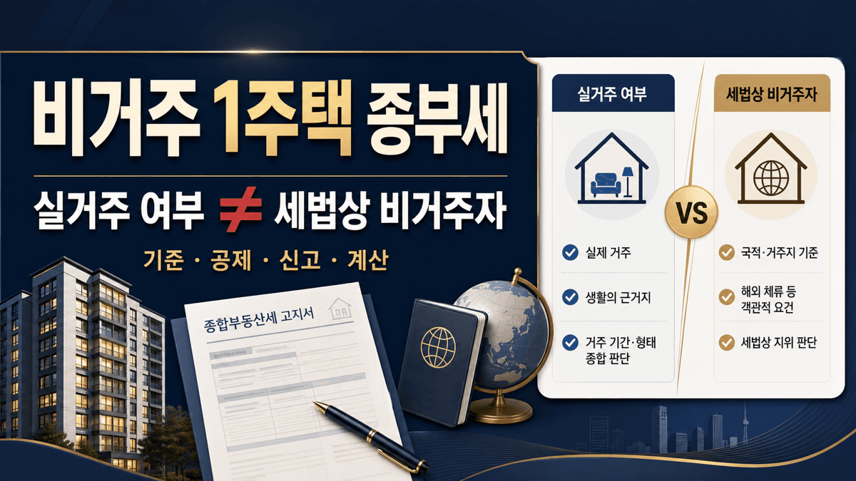 비거주 1주택 종부세의 실거주 여부와 세법상 비거주자 기준 공제 신고 계산 차이