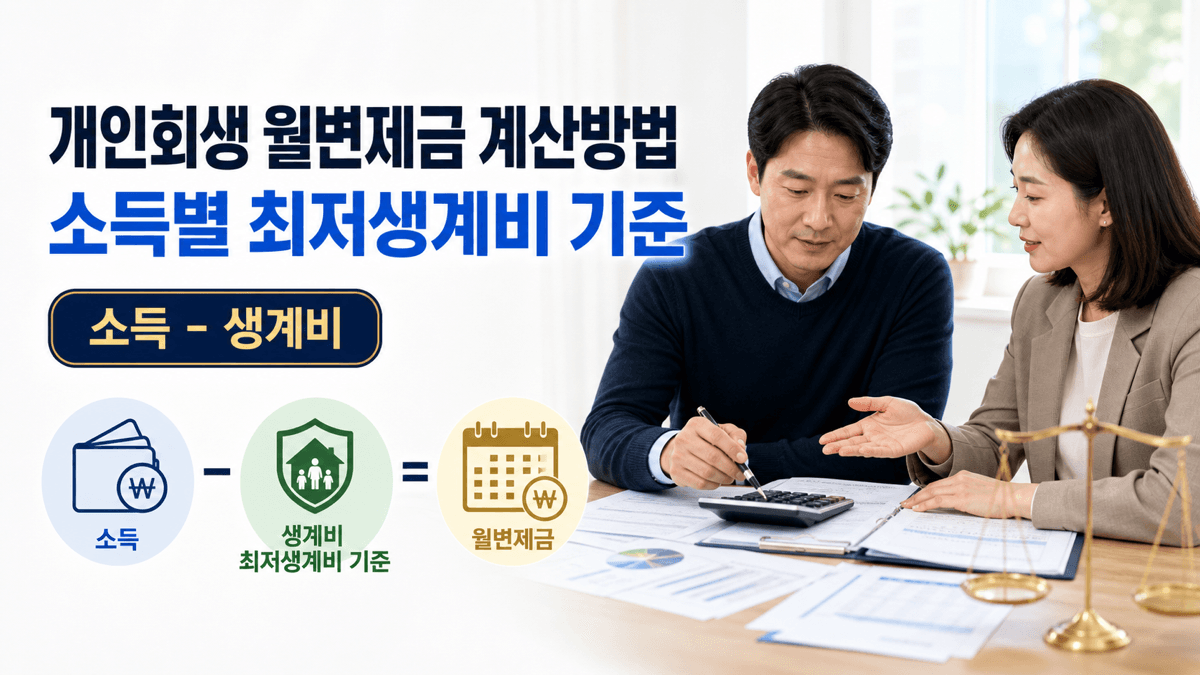 개인회생 신청자가 소득에서 생계비를 빼 월변제금을 계산하는 모습