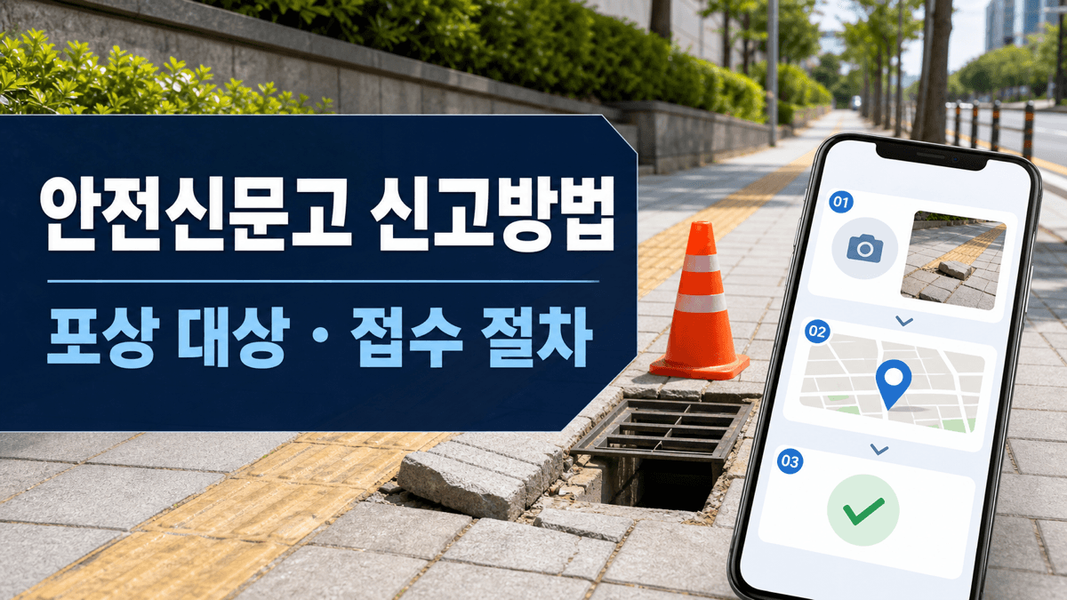 안전신문고 앱으로 생활 주변 위험요소를 촬영하고 위치를 등록해 신고하는 절차