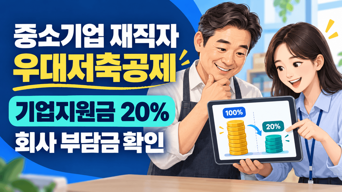 중소기업 재직자 우대저축공제 기업지원금 20%와 회사 부담금 계산 안내