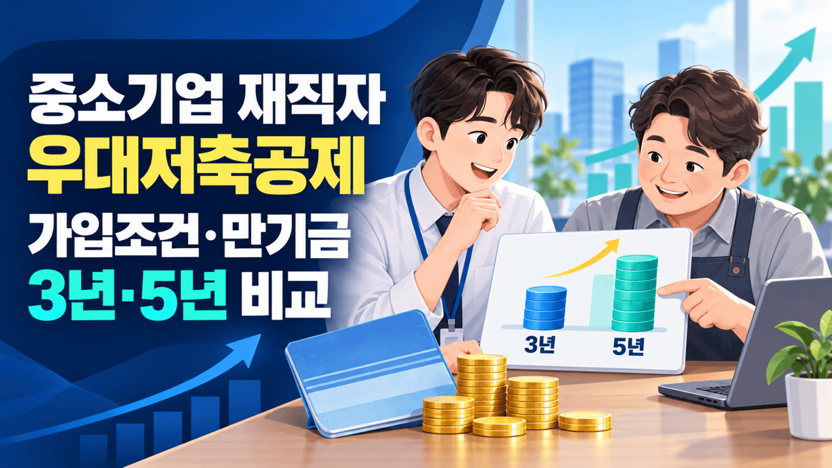 중소기업 재직자 우대저축공제 가입조건과 3년 5년 만기 예상액 비교