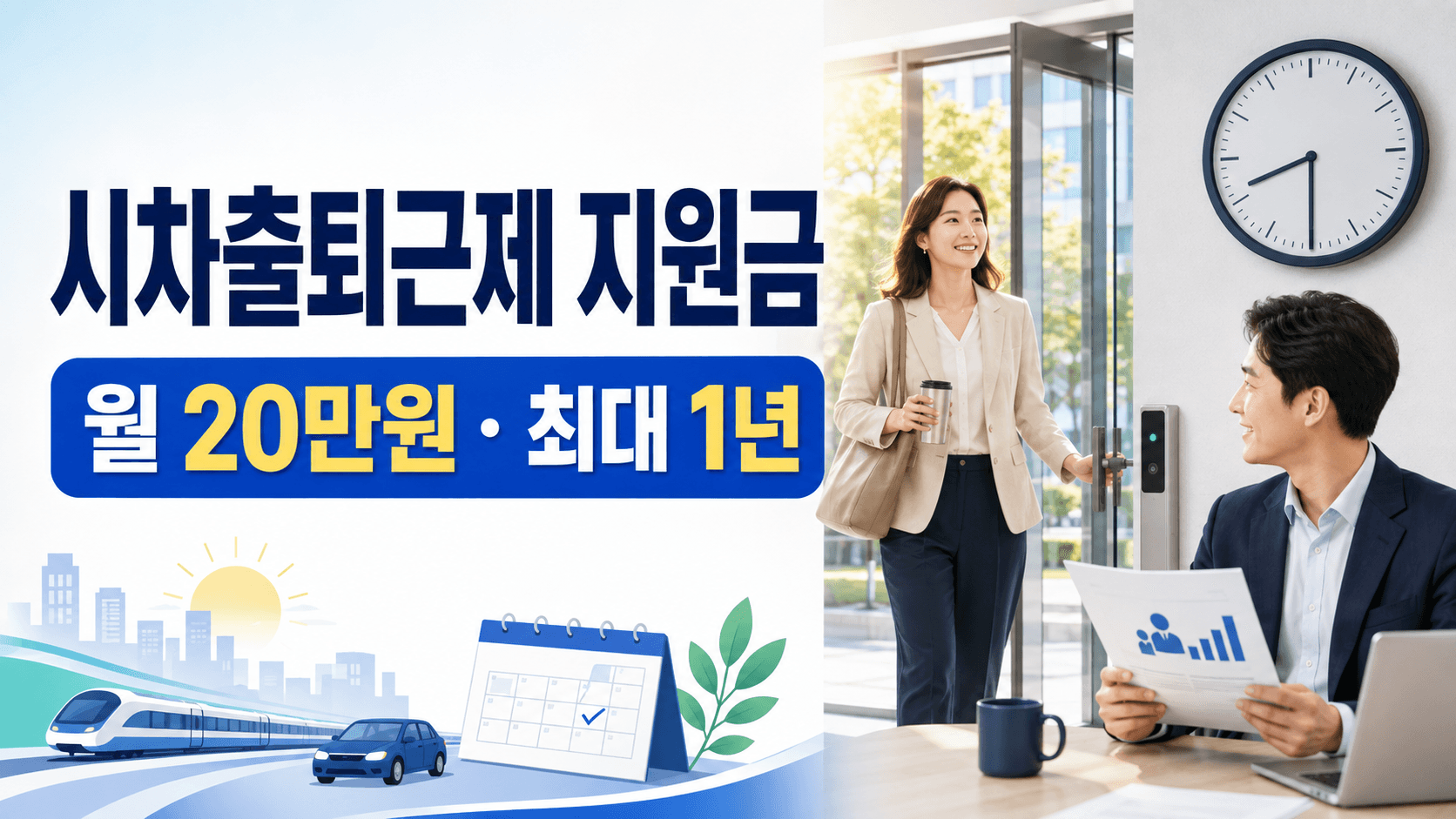 시차출퇴근제 사업주 월 20만 원 장려금 신청 안내